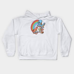 Rainbow Skeleton and Cat Friend Kids Hoodie